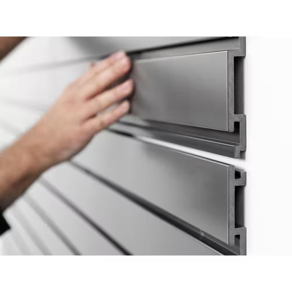 71.75 In. H X 80 In. W PVC Slatwall Panels Set in Silver (40 Sq. Ft.)