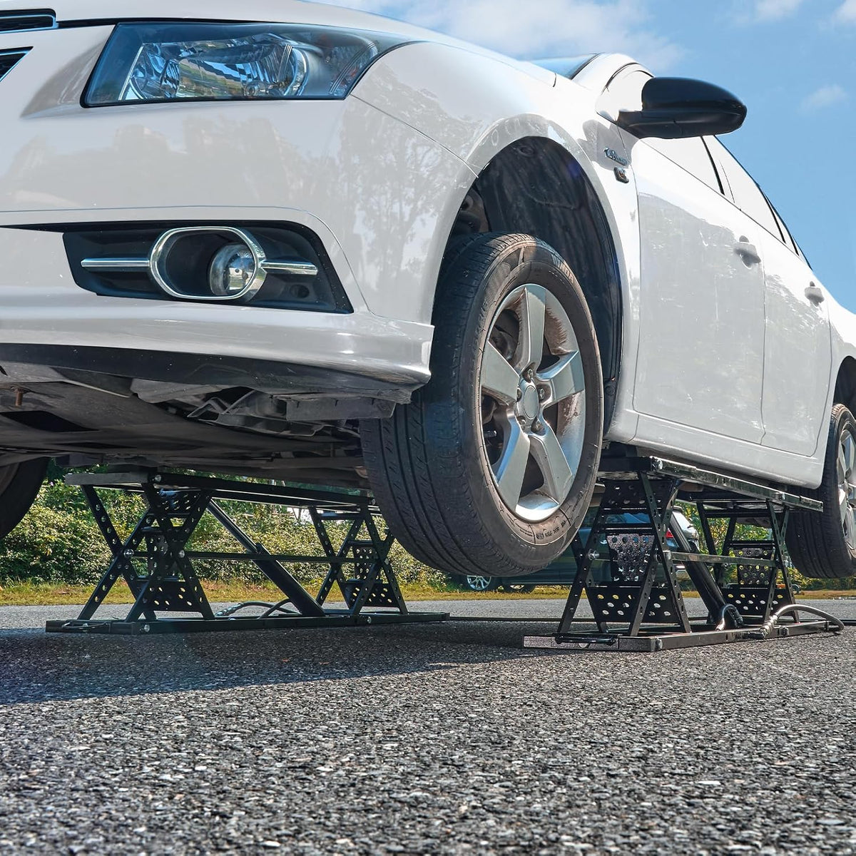 Portable Car Lift - 7,000 LBS Capacity, 26.8" Max. Height, Heavy-Duty Carbon Steel Truck Lift with 120V Power Unit