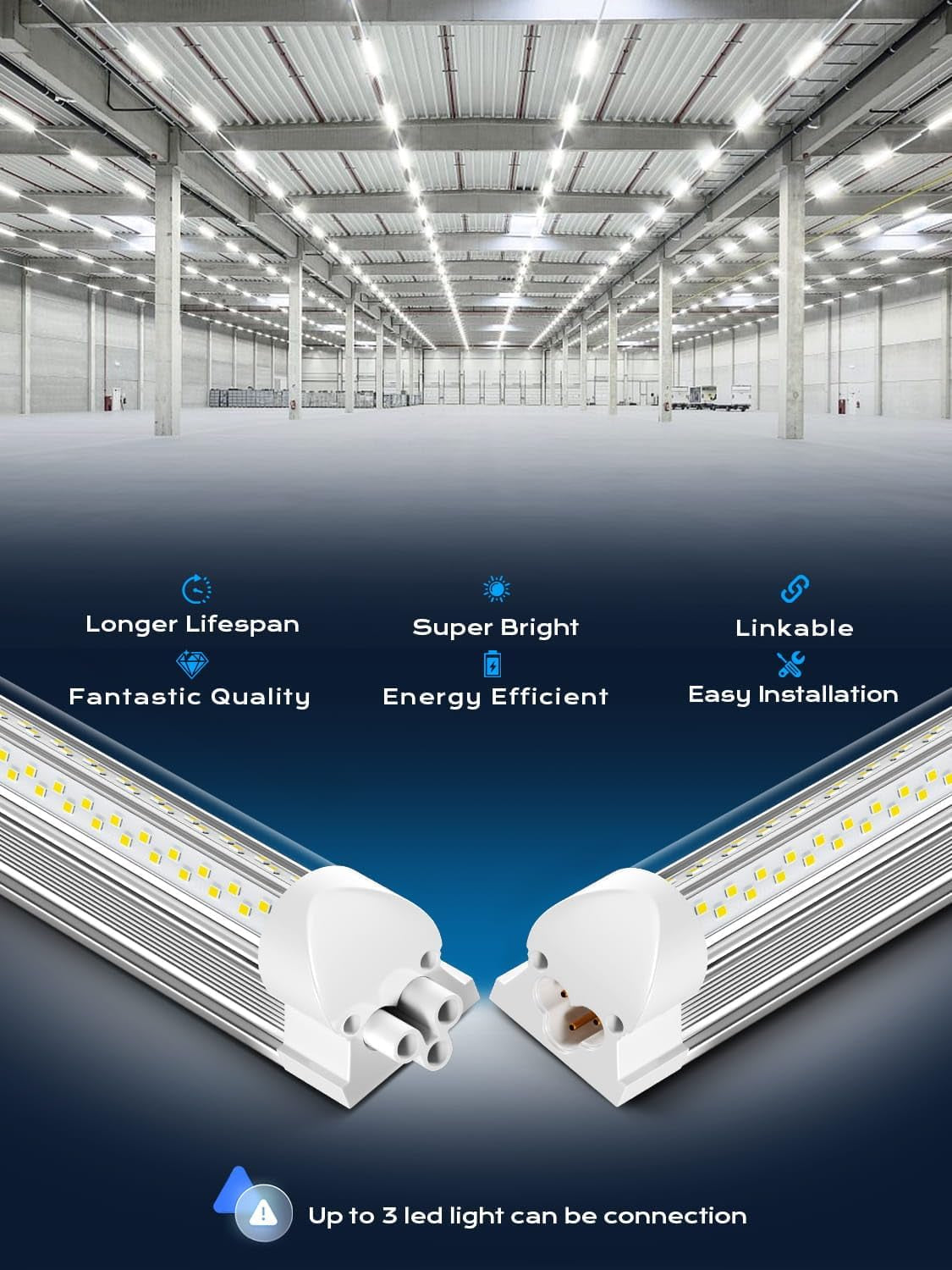 Super Bright 100W 5000K 15000LM 8FT Led Shop Lights 10-Pack for Garage Shop