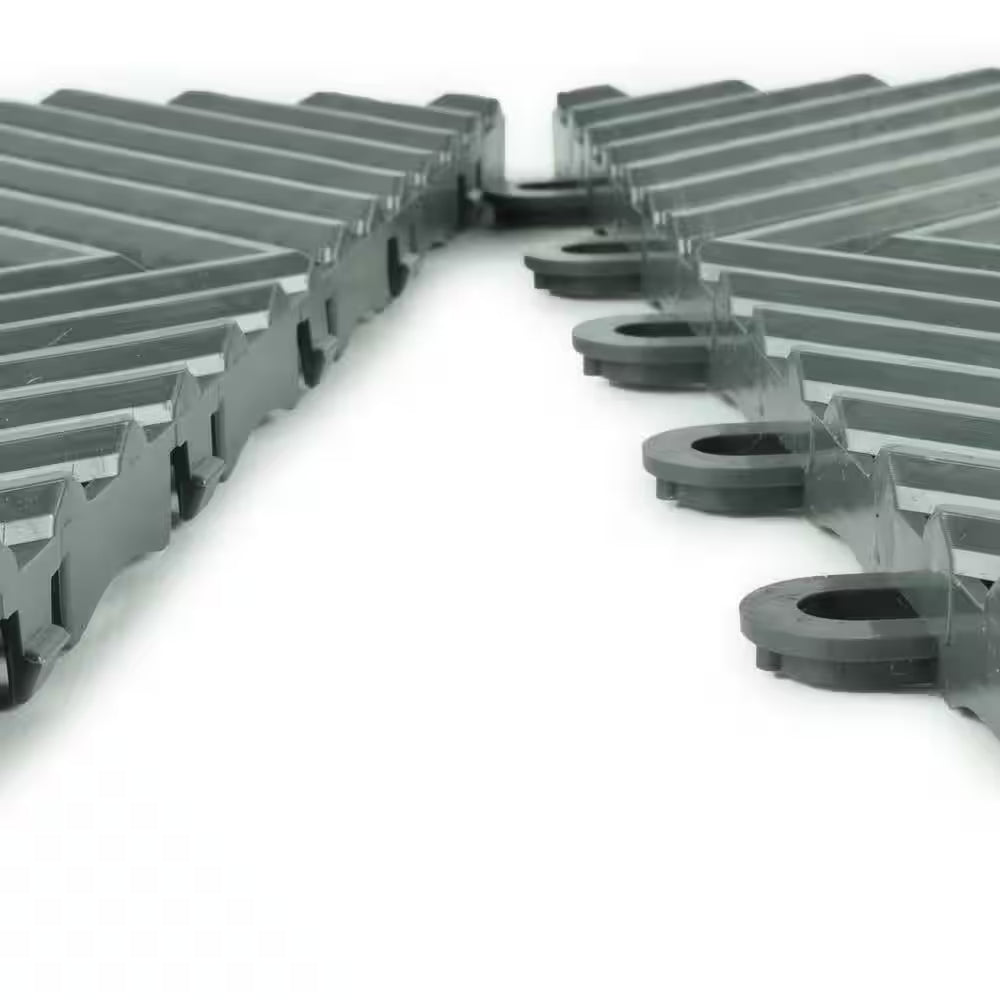 Perforated Click 12-1/8 In. X 12-1/8 In. Black Plastic Garage Floor Tile (25-Pack)